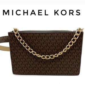 NWT AUTHENTIC Michael Kors Chain Belt Bag Purse Fanny Pack in Brown